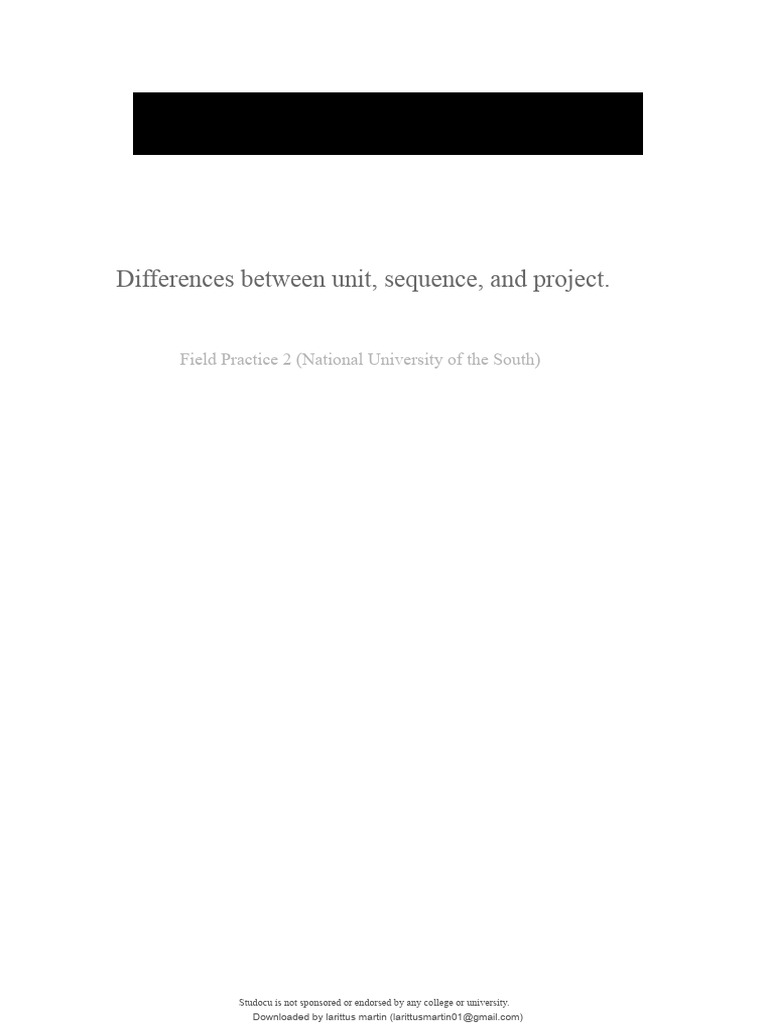 Differences Between Unit, Sequence, and Project | PDF | Psychological ...