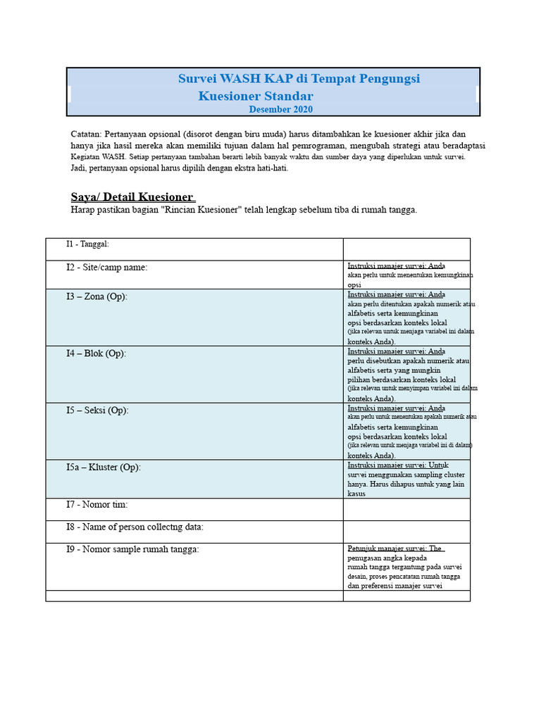 Survei WASH KAP di Pengungsi 2020 | PDF