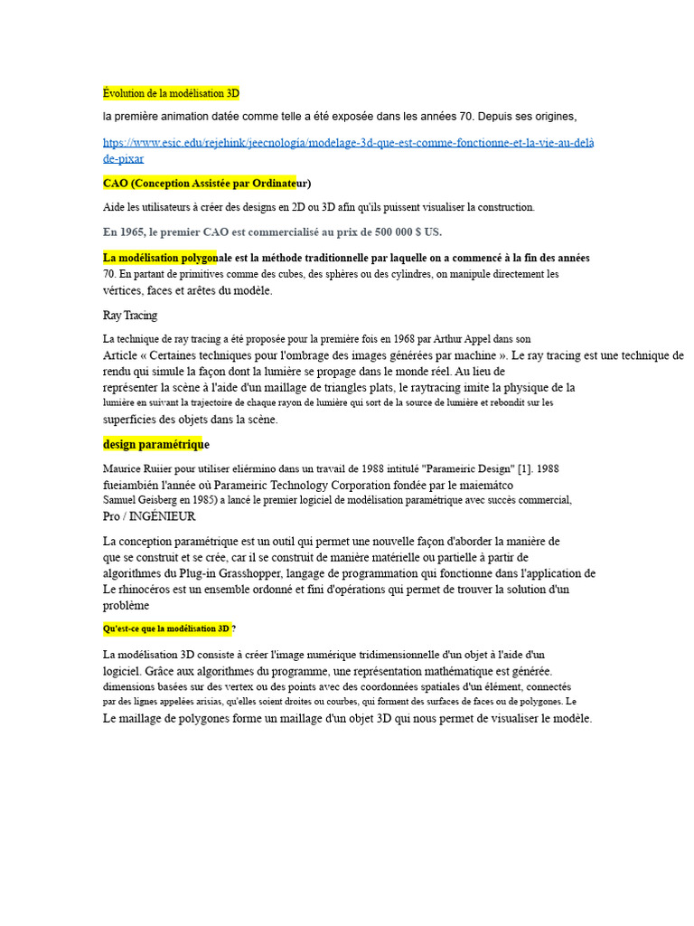 Histoire et techniques de la modélisation 3D | PDF | Modélisation ...
