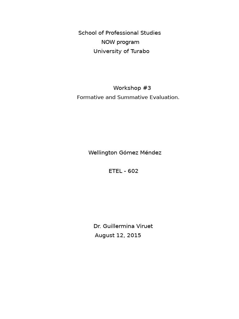 Etel602 Task 3 Formative and Summative Evaluation | PDF | Educational ...