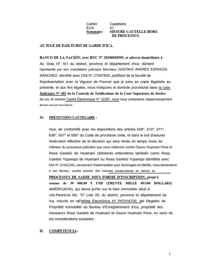 Demande de mesures conservatoires à Ica | PDF | Crédit | Finance et ...