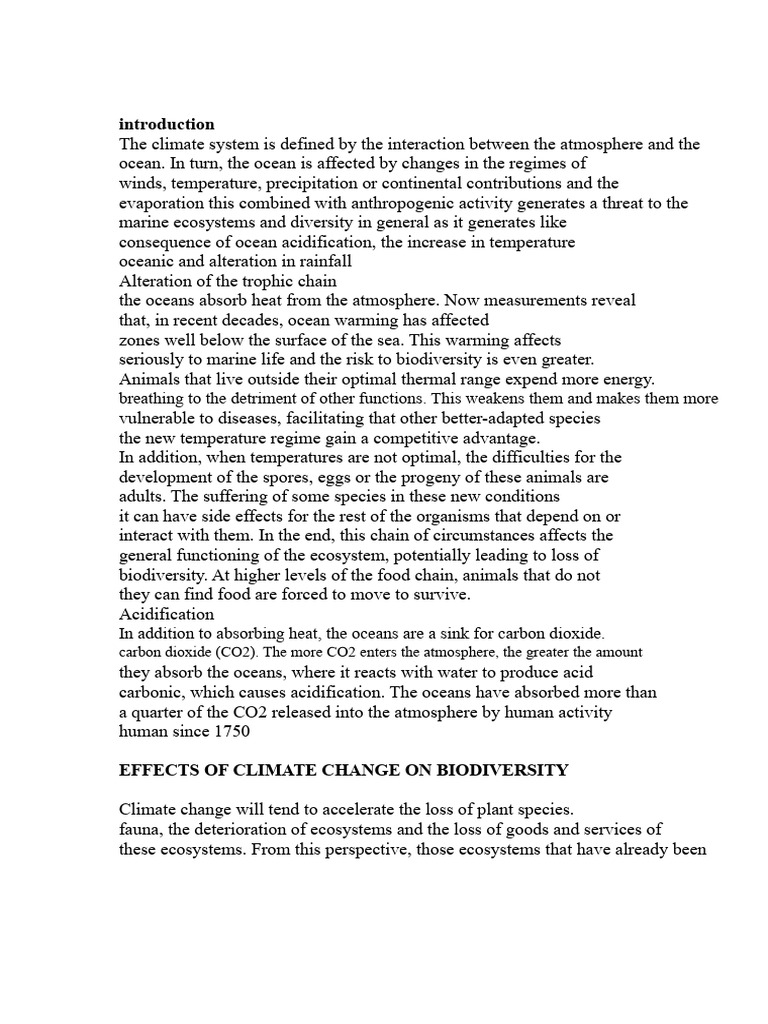 Climate Change Effects on Marine Biodiversity | PDF | Oceans | Climate ...