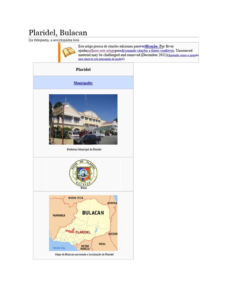 Plaridel: História e Demografia de Bulacan | PDF | Filipinas | Cidade