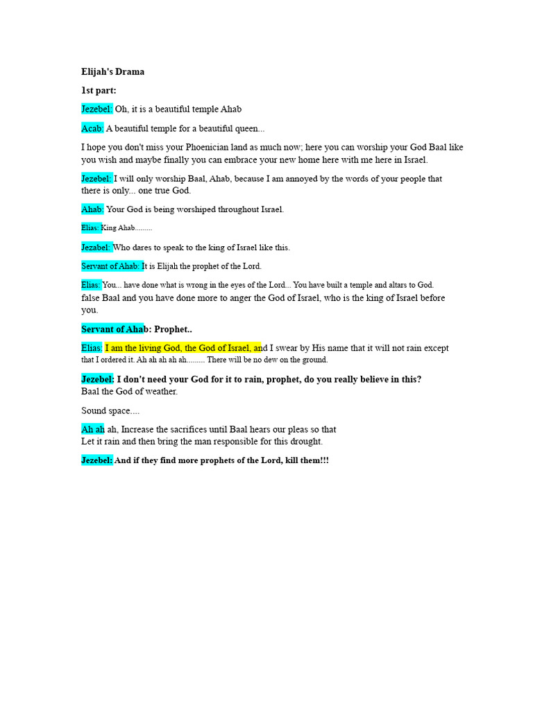 Drama of Elijah | PDF | Elijah | Old Testament Books