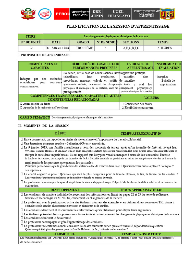 Changements physiques et chimiques de la matière | PDF