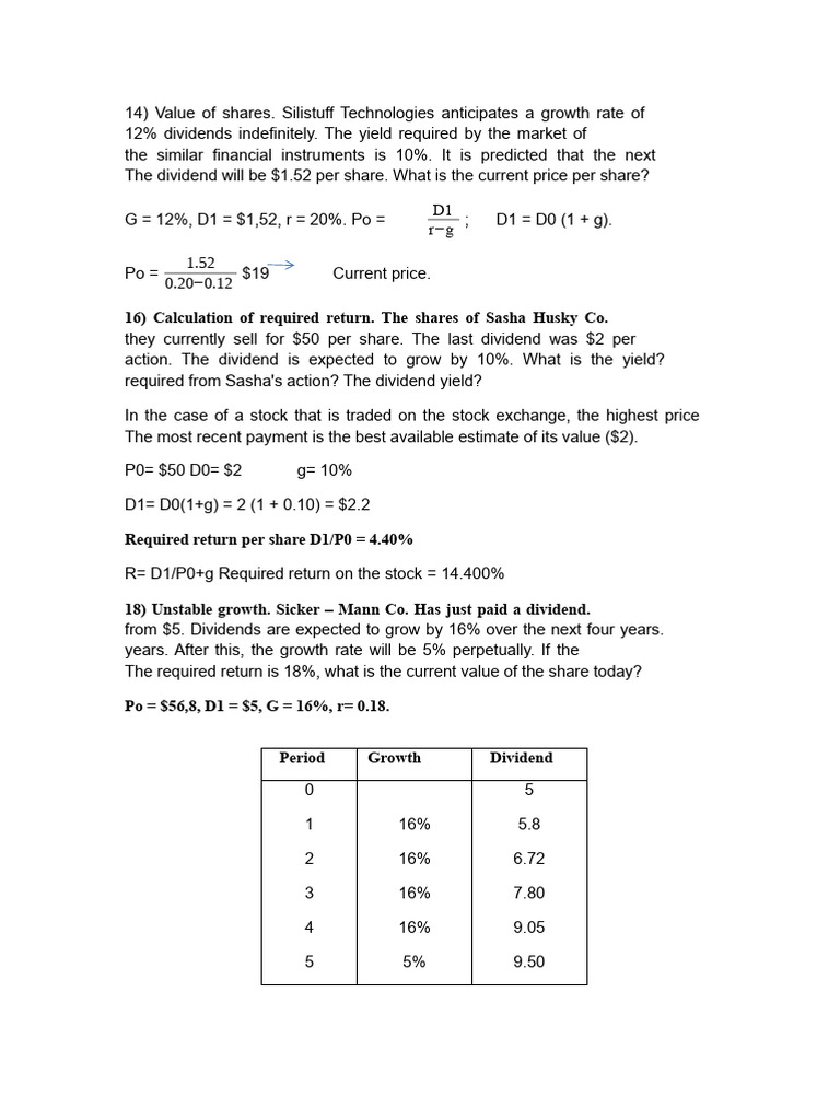 Stock Valuation and Dividend Analysis | PDF | Discounted Cash Flow ...