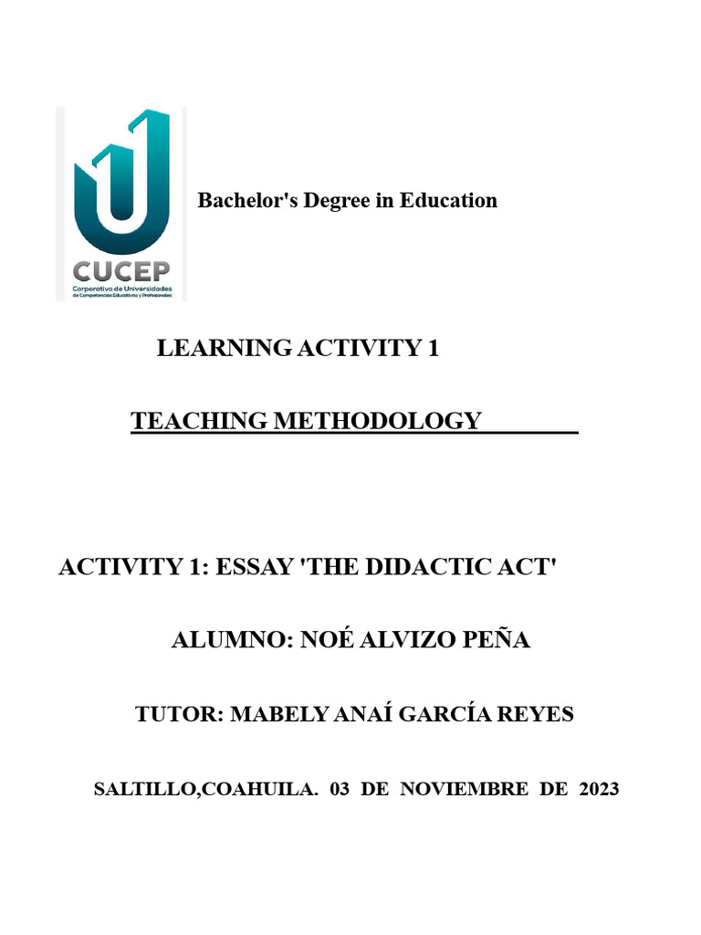 Key Elements of the Didactic Act | PDF | Educational Technology | Learning