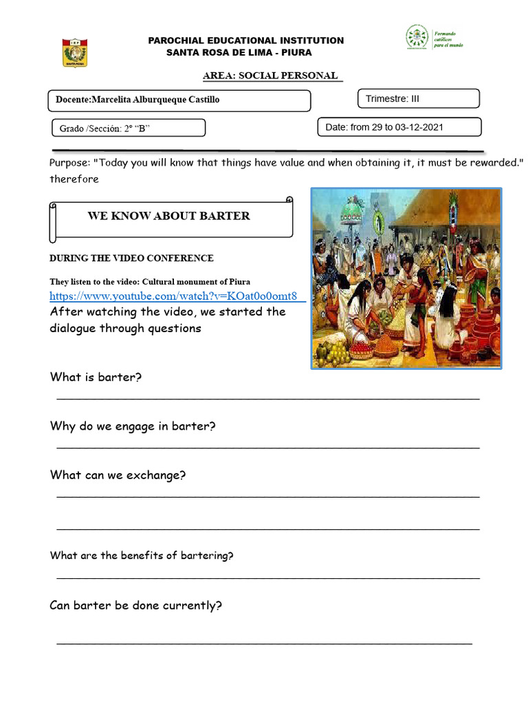 2nd - P.S - Activity Sheet The Barter | PDF