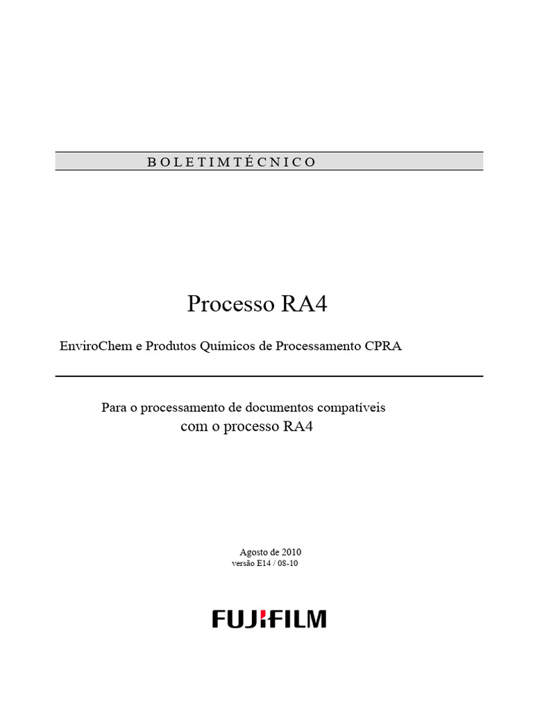 Boletim Técnico do Processo RA4 | PDF | Fixação (Histologia) | Desperdício