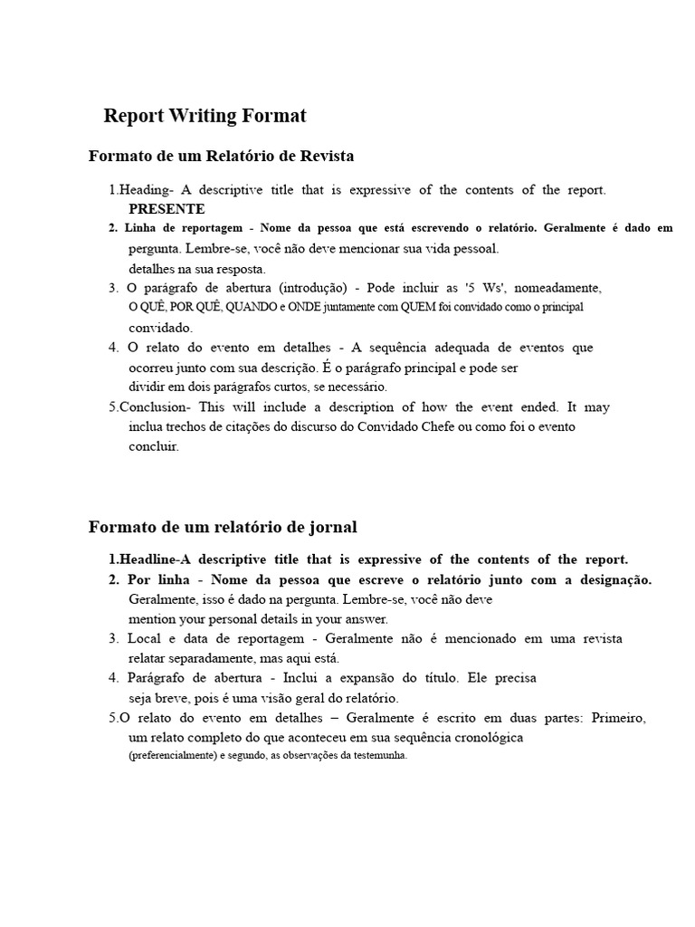 Formato de Redação de Relatório Escolar | PDF | Alfabetização | Escolas