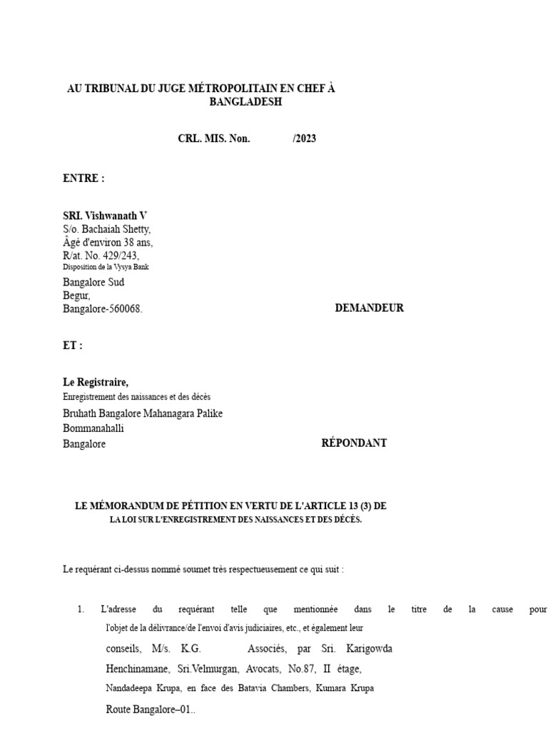 Demande d'enregistrement d'acte de naissance | PDF | Certificat de ...