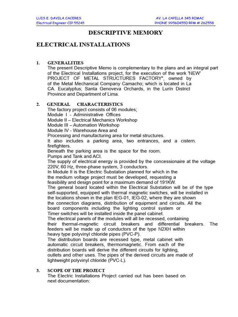 Electrical Installations Project Overview | PDF | Electrical Wiring ...