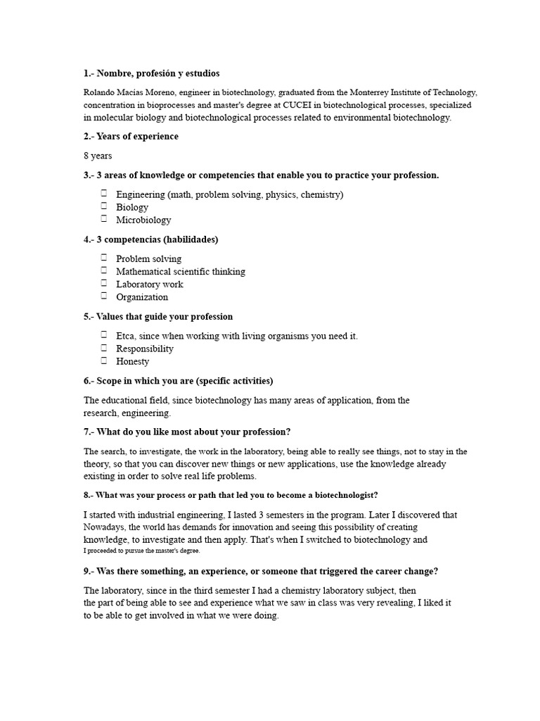 Interview Questions Biotechnology | PDF | Biotechnology | Knowledge