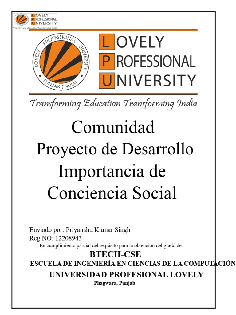 Proyecto de Desarrollo Comunitario ONG | PDF | Organización no ...