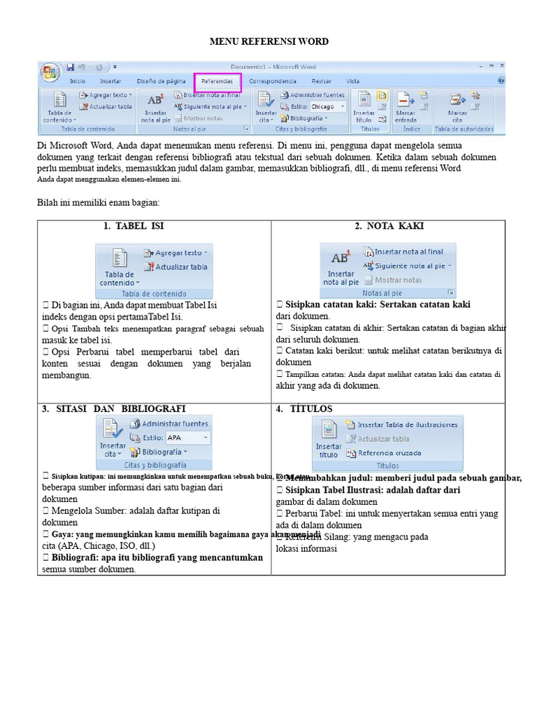 Menu Referensi di Microsoft Word | PDF