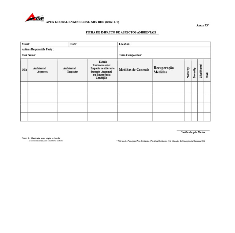 Ficha de Impacto Ambiental APEX Global | PDF