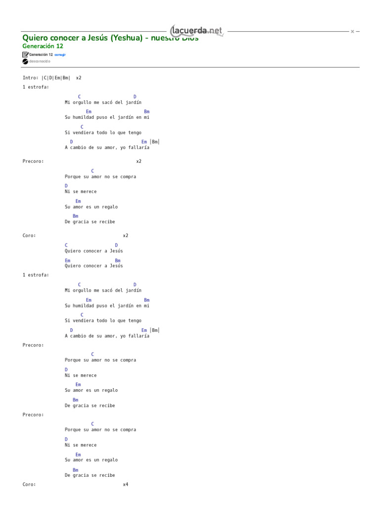 Conocer a Jesús: Letra y Acordes | PDF