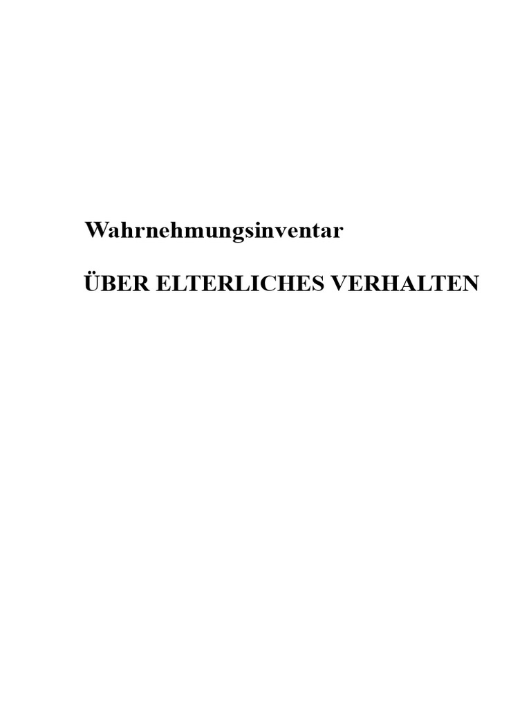 Inventar Von Wahrnehmung Elterlichen Verhaltens | PDF