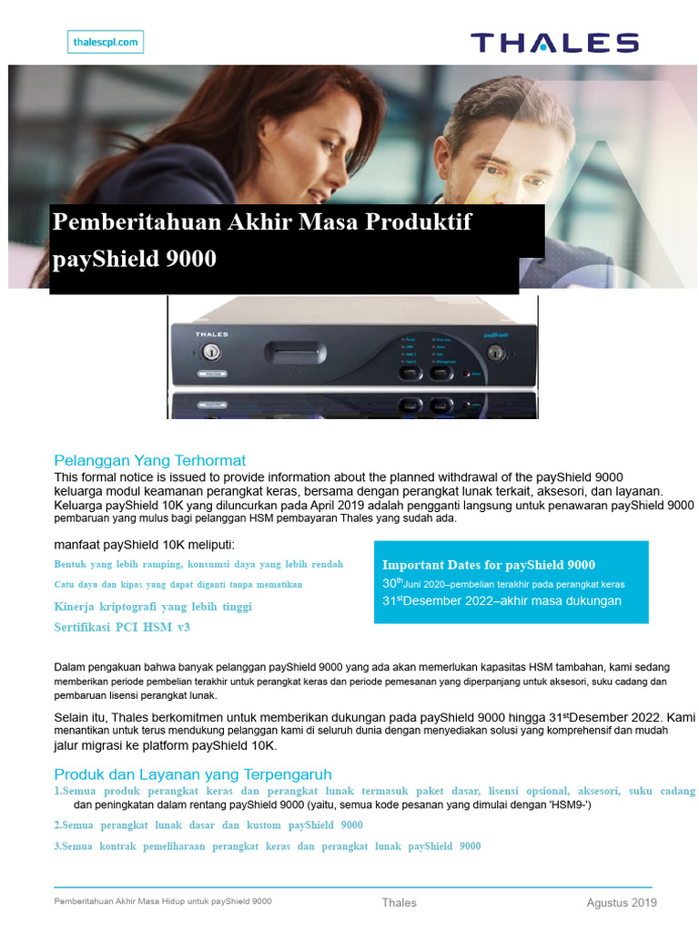 Pemberitahuan Akhir Masa Hidup payShield 9000 | PDF