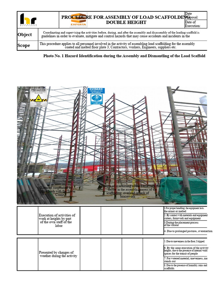 Double Height Scaffolding Assembly Procedure | PDF | Scaffolding