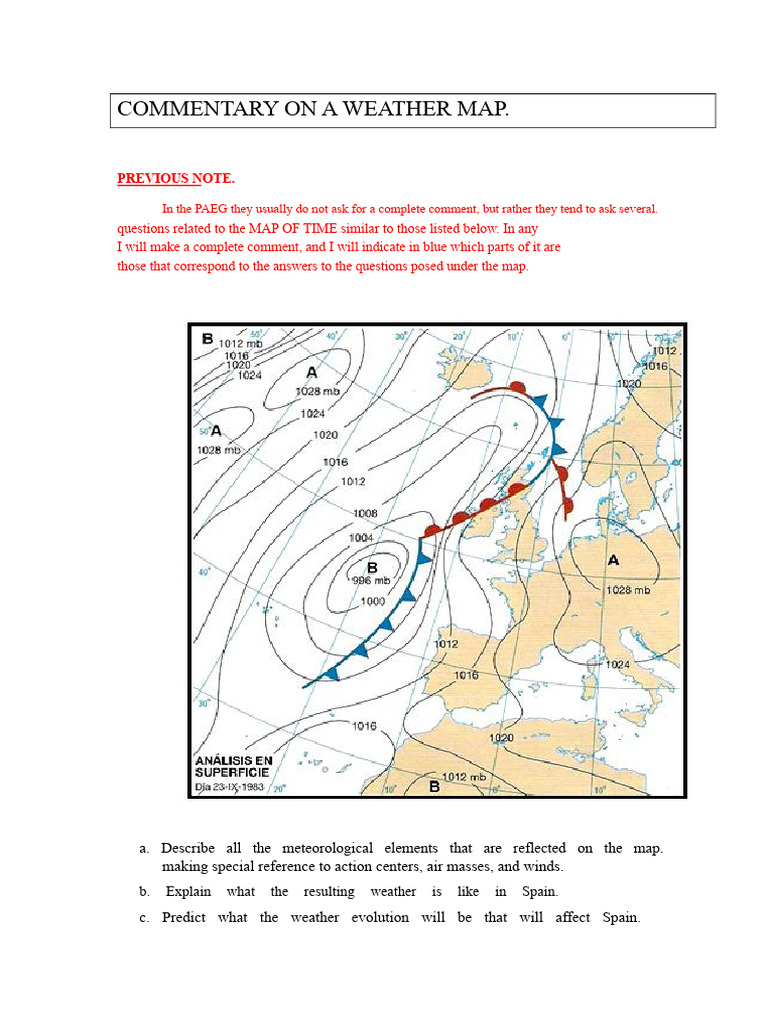 Exercise and Explanation of How To Comment On A Weather Map Solved ...