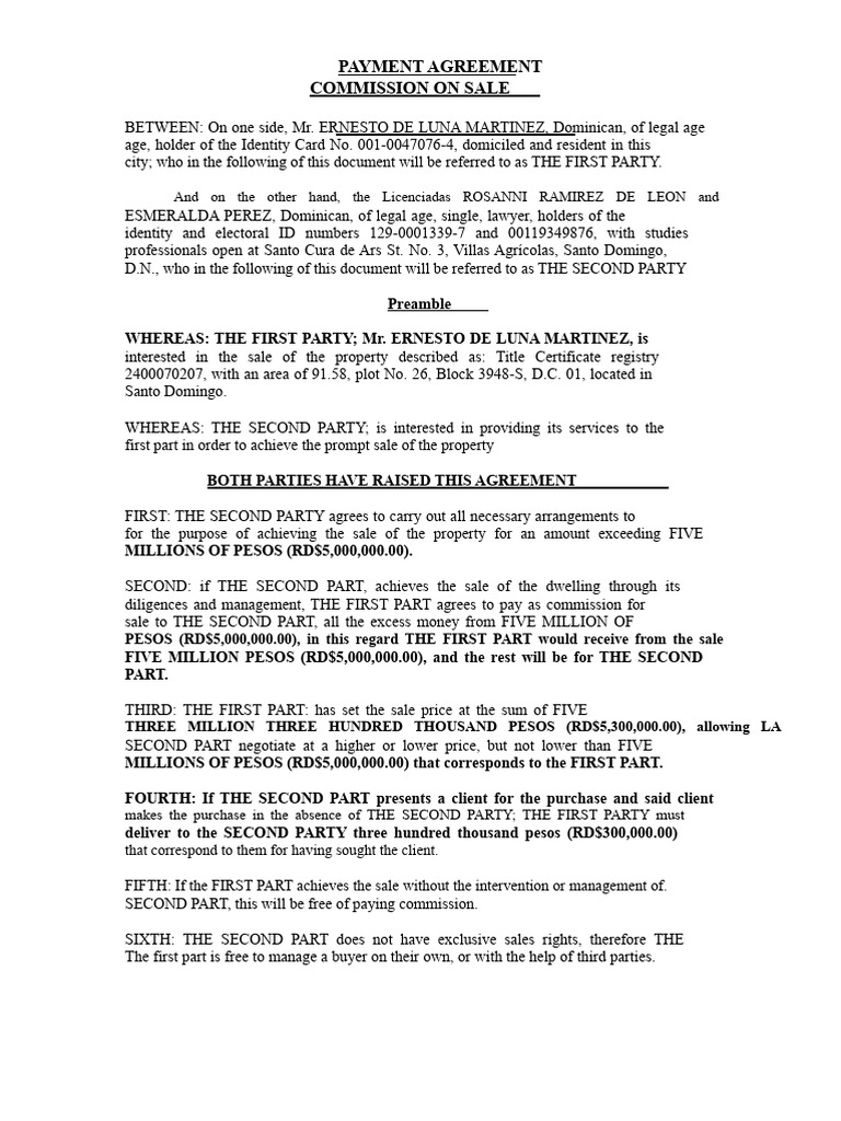 Property Sale Commission Agreement | PDF