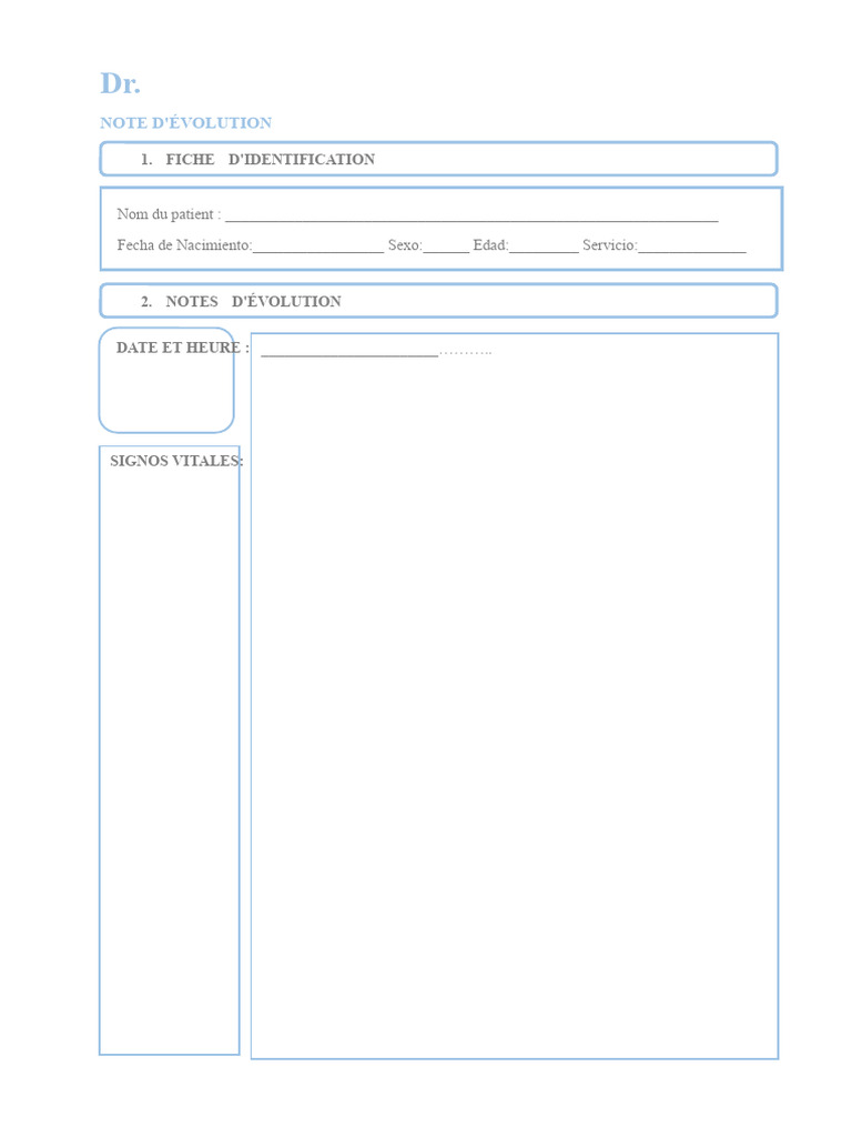 Fiche d'évolution médicale patient | PDF