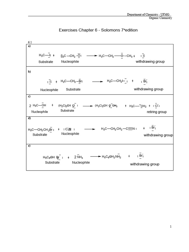 Organic Chemistry Exercises Chapter 6 | PDF | Chemical Reactions ...