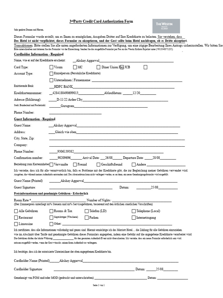 CC Auth Formular - Abgeschlossen | PDF