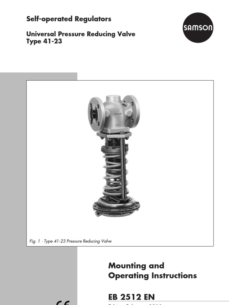 Type 41-23 Pressure Reducing Valve Guide | PDF | Valve | Tap (Valve)