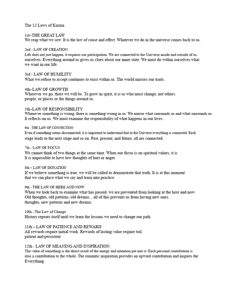 The 12 Laws of Karma | PDF