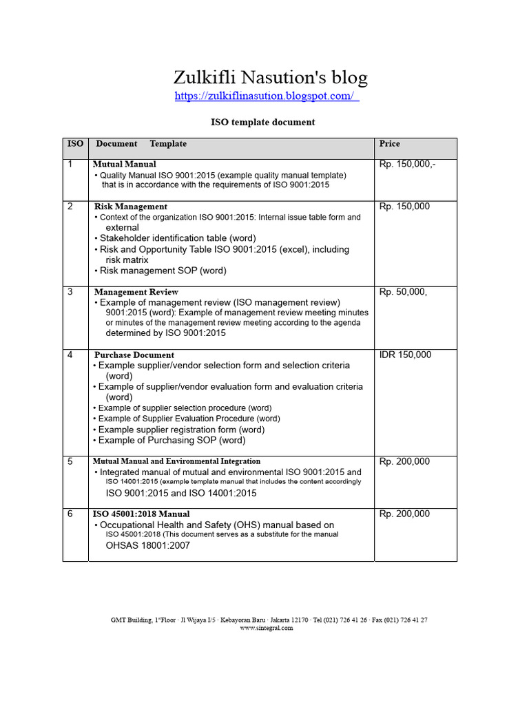 ISO Template Document | PDF | Risk | Risk Management