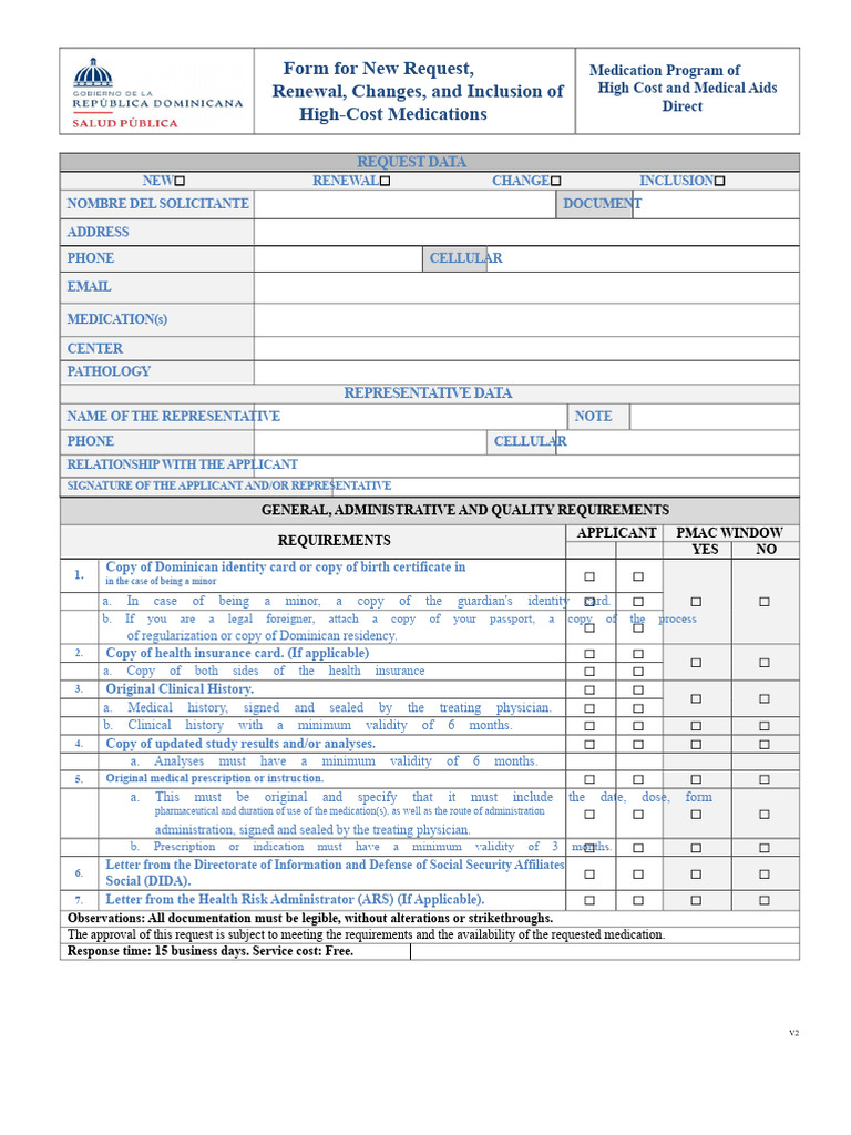 High-Cost Medication Request Form | PDF | Identity Document | Medicine