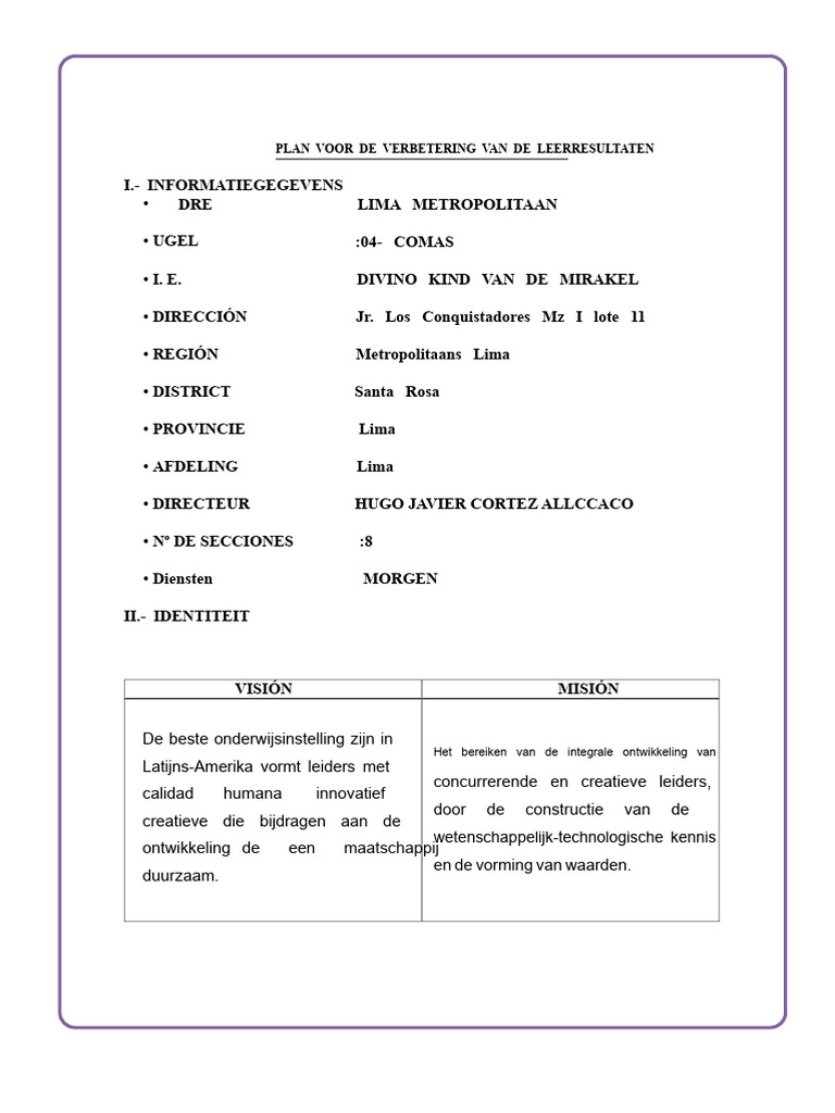 Format Plan Voor Verbetering Van de Leerresultaten | PDF