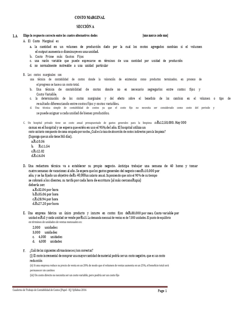 Definición y Aplicaciones del Costo Marginal | PDF | Costo marginal | Costo