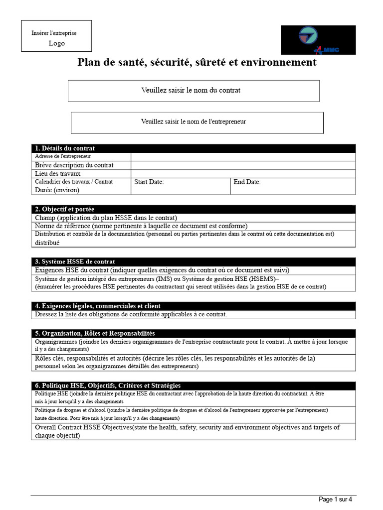 Plan HSSE pour Gestion de Contrat | PDF | Environnement naturel | Sécurité