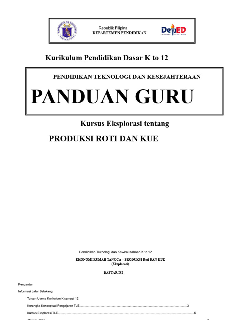 Panduan Produksi Roti K-12 TLE | PDF