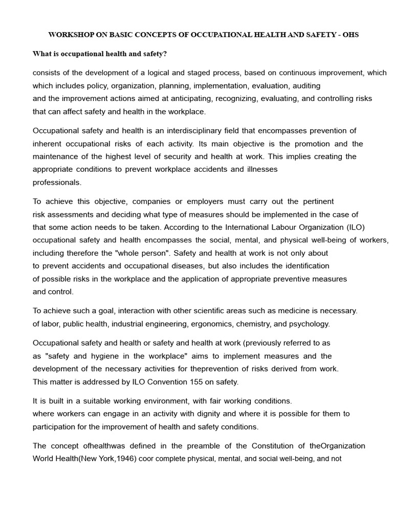 Occupational Health and Safety Workshop | PDF | Occupational Safety And ...