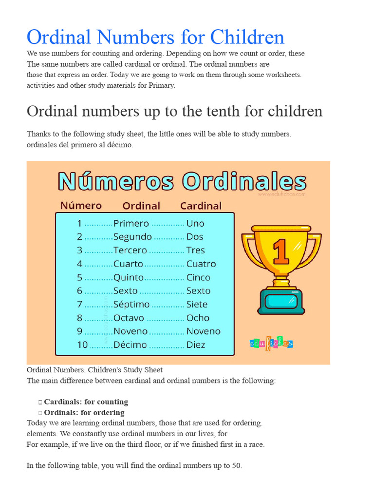 Ordinal Numbers | PDF