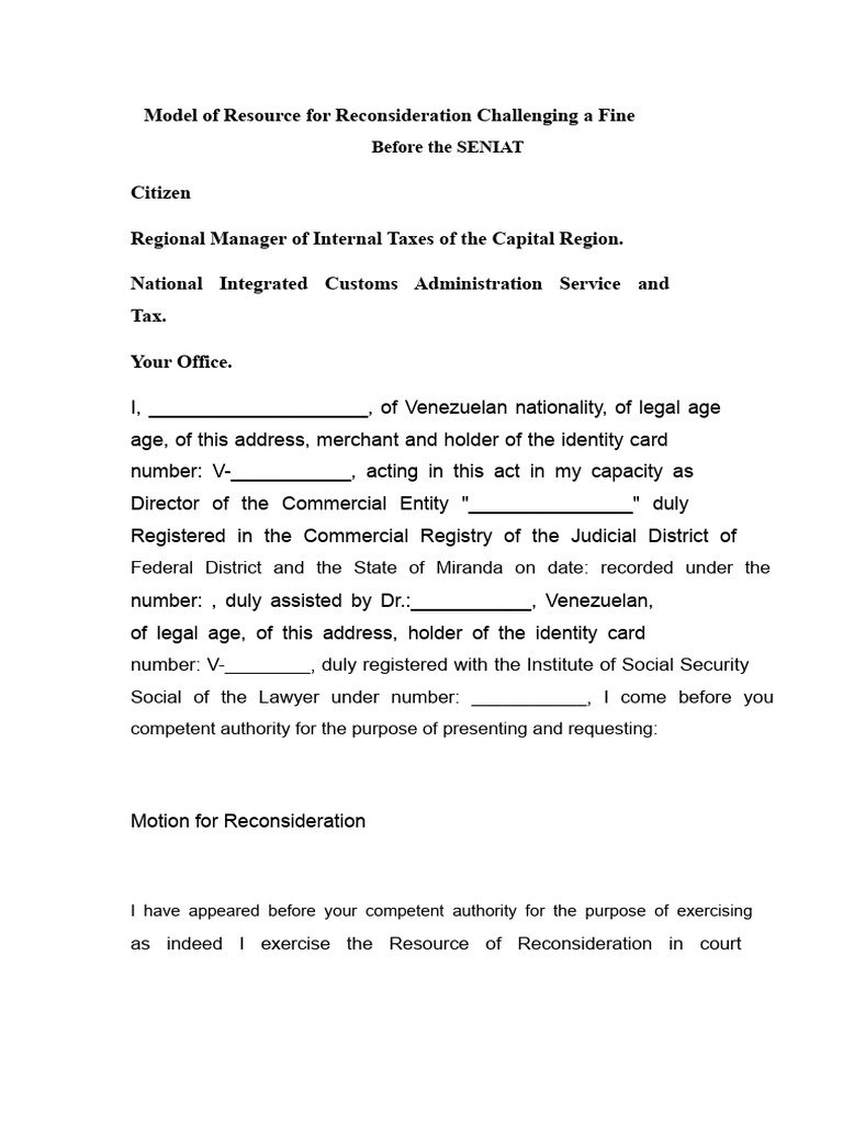 Reconsideration Request Against Tax Fine | PDF | Taxes | Identity Document