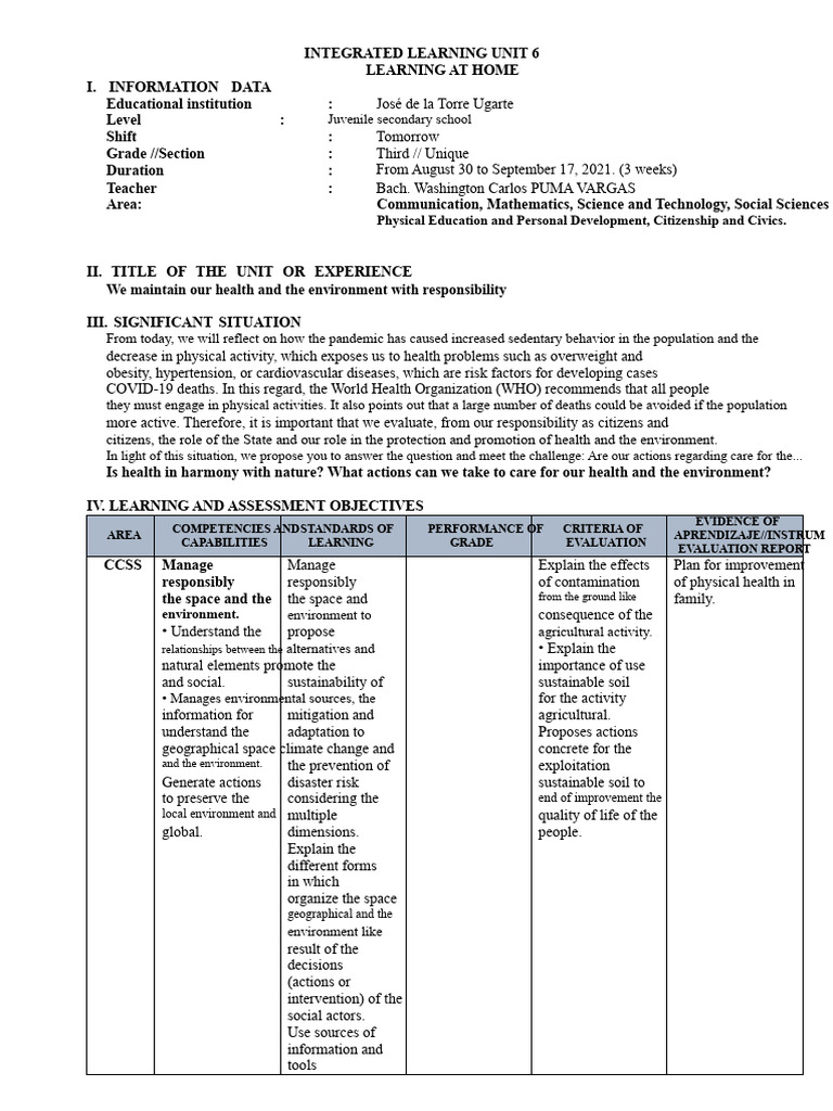 LEARNING UNIT 6 - SOCIAL SCIENCES 3rd Grade AeC | PDF | Sustainability ...