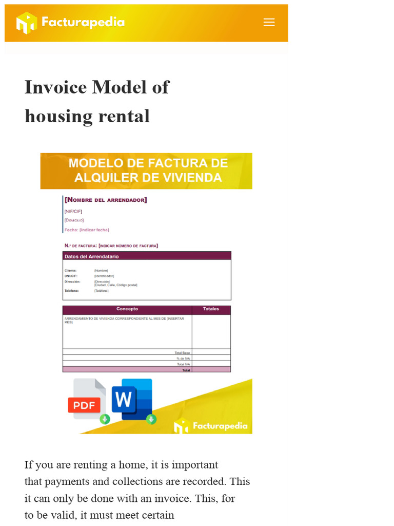 Essential Invoice Model for Rent Payments | PDF