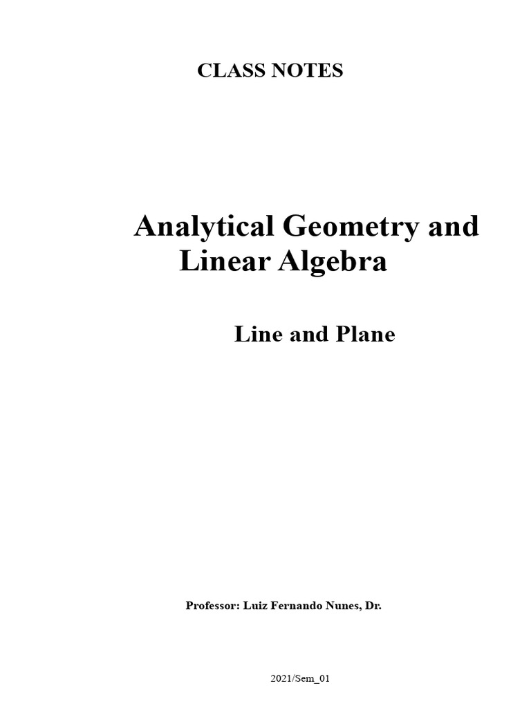 Analytical Geometry: Lines and Planes | PDF | Line (Geometry) | Equations