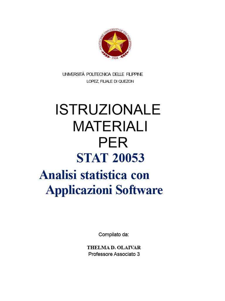 Analisi Statistica Con Applicazioni Software BSA PDF | PDF