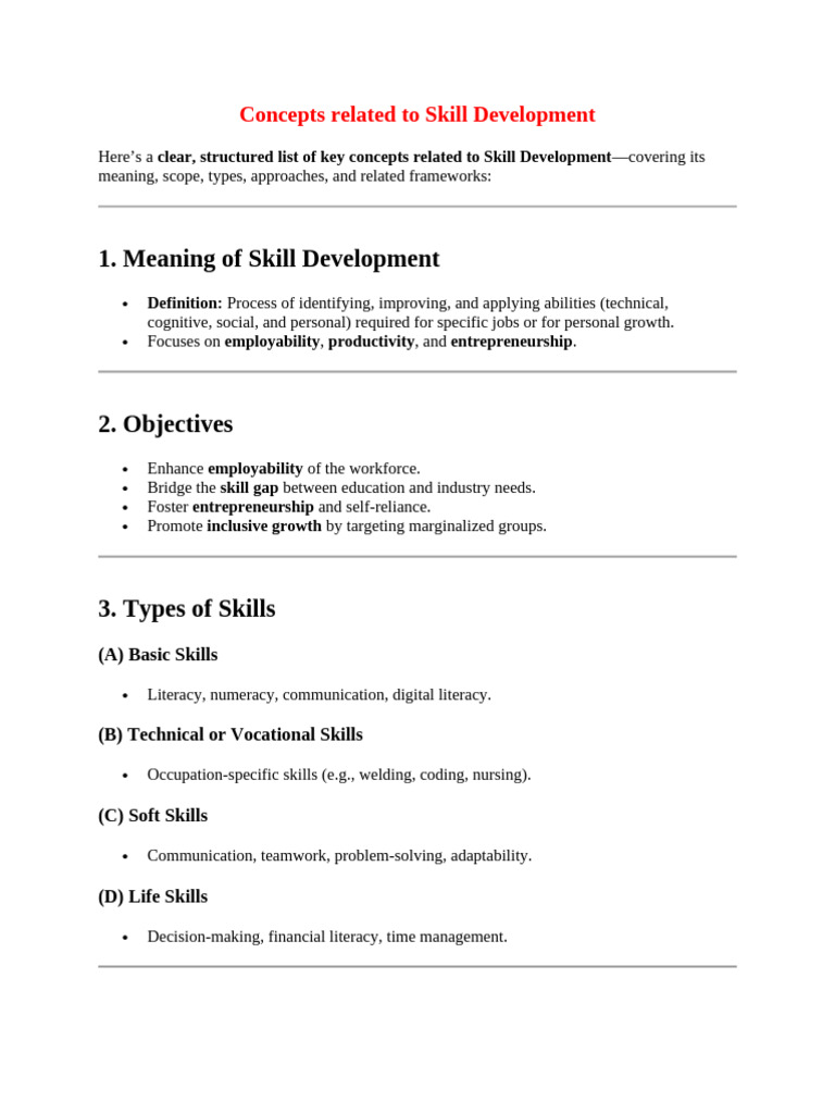 Key Concepts in Skill Development | PDF | Vocational Education | Mentorship