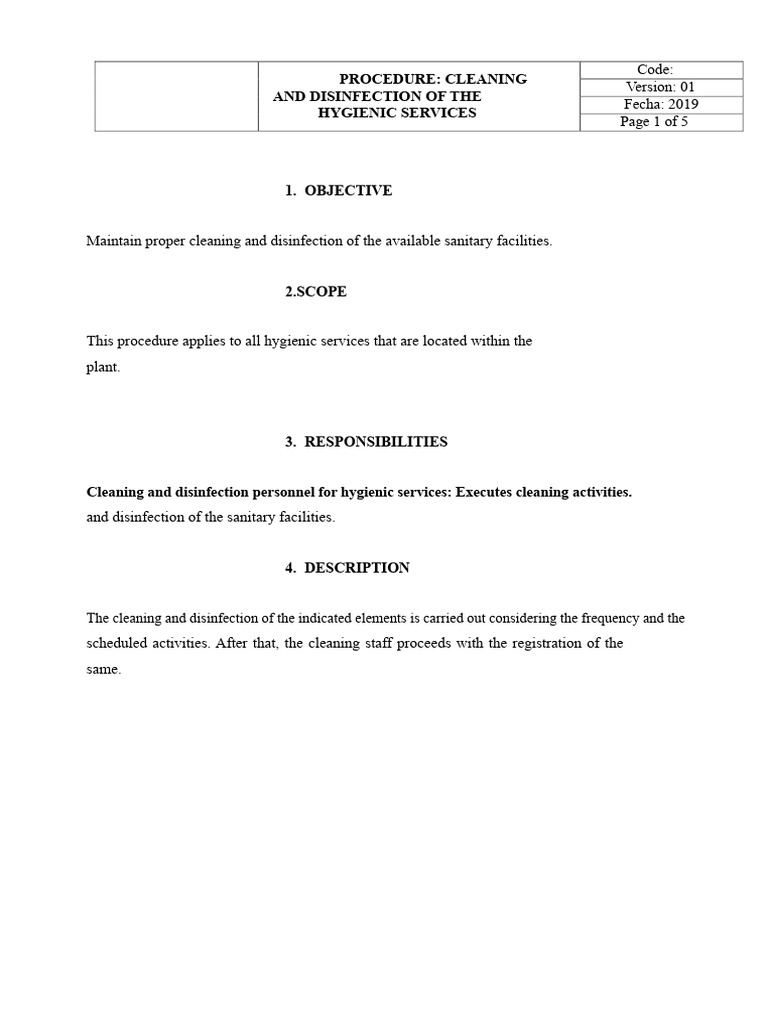 Hygiene Services Cleaning Procedure | PDF | Disinfectant | Hygiene