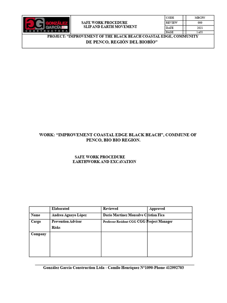 Safe Working Procedure For Slope and Earth Movement | PDF | Truck ...