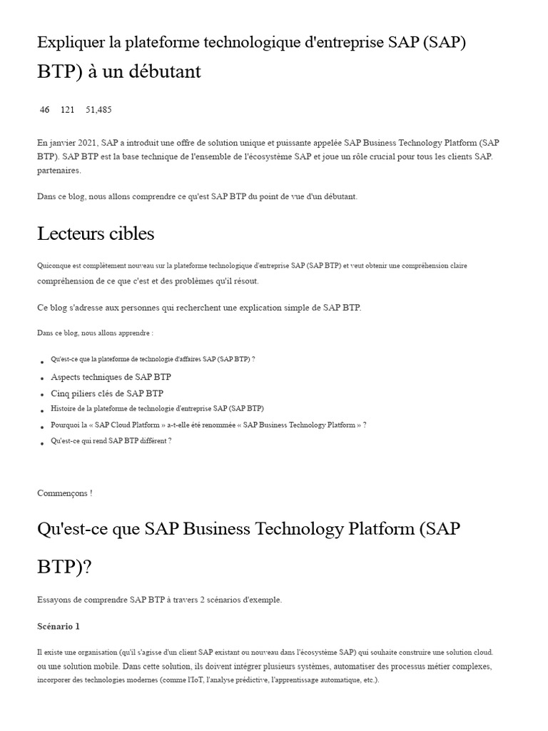 Introduction à SAP Business Technology Platform | PDF | Cloud computing ...