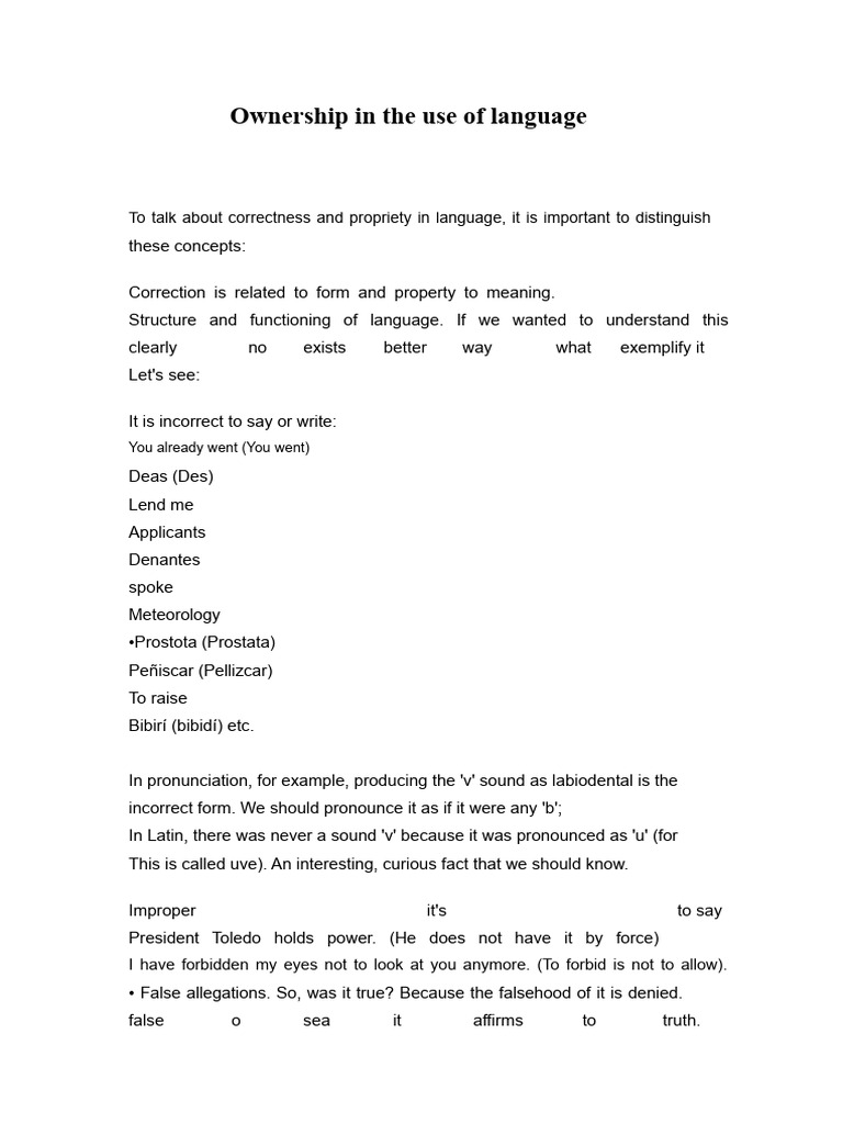 Property in The Use of Language | PDF | Linguistics | Communication
