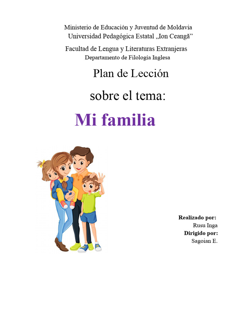 Plan de Lección: Mi Familia en Inglés | PDF | Lingüística | Aprendizaje